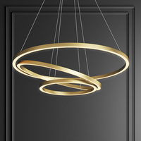 Luminaires suspendus modernes en acrylique ECOJAS, lustre LED en aluminium, design doré, aluminium simple, fer + cristal + acrylique 80 4.6