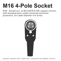 Connecteur M16 4 broches WKV 40 (300V) Prise femelle à bornes à souder IP40 Prise aviation ronde à angle droit Numéro de pièce standard