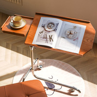 Table d'appoint roulante à hauteur réglable avec plateau rotatif et étagère de rangement pour canapé-lit, salon, style nordique