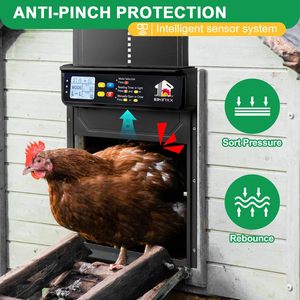Puerta Automática <span class=keywords><strong>para</strong></span> Gallinero con Sensor de Tiempo, Control Antipinzamiento, Seguridad, Respaldo de Energía USB, Tamaño Amplio <span class=keywords><strong>para</strong></span> Uso en Granjas Avícolas - Product Image 5