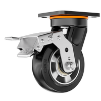 Nouvelle roue pivotante à frein total, à faible bruit, en caoutchouc souple et durable, capacité de charge de 60 kg, 4/5/6/8 pouces, gris