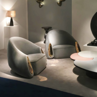 Luxus Einzels ofa Hochwertige Samt Polster Couch Sessel für Home Hotel Holz Stoff Set für Hall Sofas Akzent Stühle