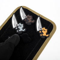Siap Kirim Patch PVC 3D Motif Kucing Kartun Pisau Panjang Besar, Badge Karet untuk Tas Ransel dan Topi Olahraga