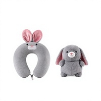 Oreiller de voyage en forme de U 2 en 1, réversible, en peluche, pour animaux