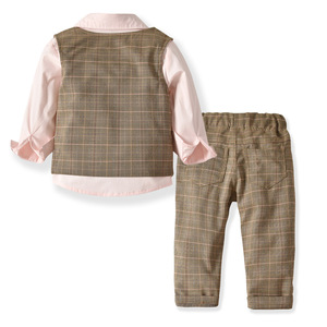 Blazer bleu avec nœud papillon pour garçons, <span class=keywords><strong>tenue</strong></span> populaire pour <span class=keywords><strong>mariage</strong></span>, pantalon court, ensemble de vêtements pour enfants, nouvelle collection - Product Image 4
