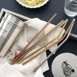 Stainless Steel Drinking <b>Straws</b> Set of 4 Reusable <b>Metal</b> <b>Straws</b> Minimalist Design Bar Accessories Gold Silver Rose Gold Colors - Product Image 2