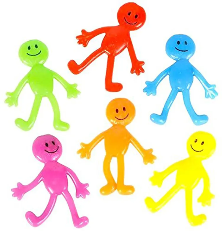 Wholesale novelty tpr small soft sticker toys smile men stretchy toy for kids