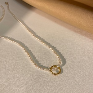 Collier rétro tendance pour femme avec perle d'eau douce naturelle, chaîne de clavicule, design de niche, texture de grain de millet - Product Image 3