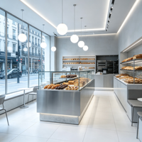 Hochwertige Multifunktionale Freistehende Bäckerei-Brotvitrine Luxuriöse Edelstahl-Vitrine mit LED-Beleuchtung Umweltfreundlich