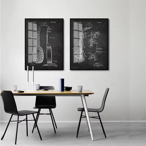 Chất Lượng Cao Hiện Đại Tường Nghệ Thuật Vải In Kỹ Thuật Số Bằng Gỗ Hình Ảnh Khung Tùy Chỉnh Cây Đàn Guitar Tranh Vải In Bán Buôn - Product Image 2