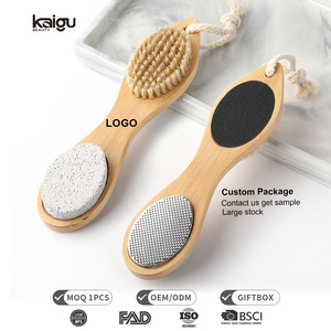 Kit de Cuidado de Pies 4 en 1 de Bambú con Piedra Pómez, Cepillo de Cerdas de Jabalí, <span class=keywords><strong>Lima</strong></span> Metálica y Almohadilla de Papel de Lija - Product Image 1