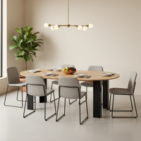 Table de salle à manger moderne de luxe durable, extensible et pliable, ovale, 4-8 places, 110-230 cm, en MDF noir, bois.