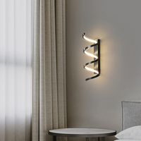 Lámpara de Pared Moderna en Espiral para Interiores, Decorativa, para Pasillo, Entrada, Dormitorio, Negra
