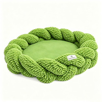 Coussin pour chien Yang Yang en tissu chenille solide, vert, rond, personnalisé, moderne, apaisant et tendance, en carton