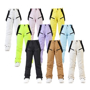 Pantalones de esquí unisex para hombre y <span class=keywords><strong>mujer</strong></span>, gruesos, cálidos, cortavientos e impermeables, con <span class=keywords><strong>tirantes</strong></span> de colores y peto integrado. - Product Image 1