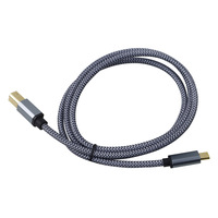 Kabel Printer USB B ke USB C, kabel Printer USB B ke USB C 1.5m tipe B ke kabel Tipe C untuk PC, kabel USB C MIDI untuk pengontrol DJ, Keyboard kepang nilon abu-abu