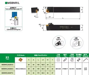 Barra de herramientas CNC MSBNR2020/2525K12, herramienta redonda exterior de 75 grados, hoja cuadrada, máquina ordinaria, sujeción personalizada, soporte ODM OEM