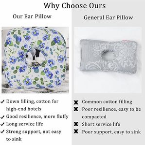หมอนรองหูแบบกำหนดเอง ผ้าฝ้ายแท้ รูปทรงตัว O ลายดอกไม้ หมอนสำหรับนอนตะแคง ป้องกันหู หมอนสำหรับเจาะ<span class=keywords><strong>หู</strong></span>และอาการ<span class=keywords><strong>ปวด</strong></span>หู - Product Image 6