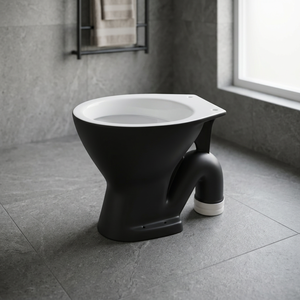 WC européen moderne Vitrosa rouge en céramique bicolore avec siphon S/P, ensemble cuvette de toilette à poser au sol - Product Image 2