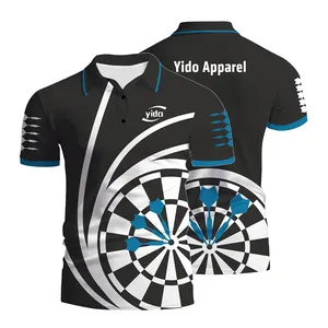 Wholesale Polyester Dart Shirts Customization Black Darts Polo Shirts With pocket