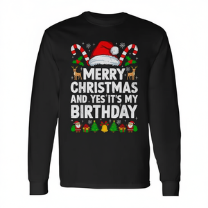 Feliz Navidad y, ¡sí, es mi cumpleaños! Camiseta de manga larga, pijama navideño - Product Image 2