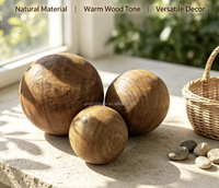 Boule en bois de 23 cm fabriquée en usine, couleur marron, pour la décoration de la maison, présentation sur table, une seule pièce, grande taille