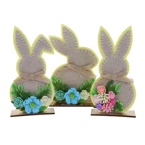 Easter Felt Rabbit Table Ornament Supplier Spring Party Felt Flower Table Ornament