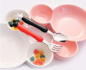 Enfants cuillère à soupe enfants fourchette ensemble bébé alimentation en acier inoxydable manger couverts bébé formation Spork dessin animé <span class=keywords><strong>Minnie</strong></span> - Product Image 5