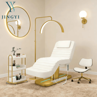 Fauteuil Esthétique Électrique Personnalisé 4 Moteurs, Table de Massage Inclinable avec Base Dorée et Commande au Pied
