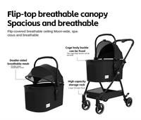 Poussette populaire pour animaux de compagnie à cadre en acier, panier amovible, design haut de gamme portable pour chiens et chats, commerce transfrontalier