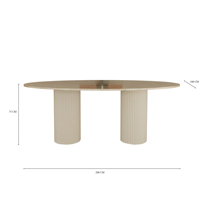 Table à manger ovale Kumusi Furniture Lucente Cappuccino avec base cannelée