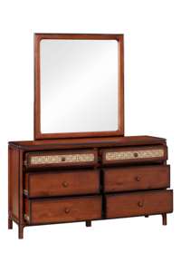 Commode en bois LAYTON de haute qualité 6 tiroirs et cadre miroir ensemble de meubles de chambre à coucher emballage Standard de l'approvisionnement direct du Vietnam - Product Image 3