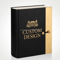 Caja de Regalo para Licor y Whisky con Cubierta de PU Estilo Libro, Impresión de Logotipo Personalizada, con Compartimentos para Botella y Vasos