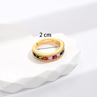 Bague géométrique colorée pour femmes avec Zircon accessoires de mode transfrontaliers anneaux de pierres précieuses réglables ouverts en gros