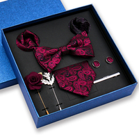 Cravates pour hommes, nœuds papillon et cravates à motif Paisley, comprenant 8 accessoires : pince à cravate, boutons de manchette, broche et pochette de costume, pour fêtes, mariages et cadeaux.