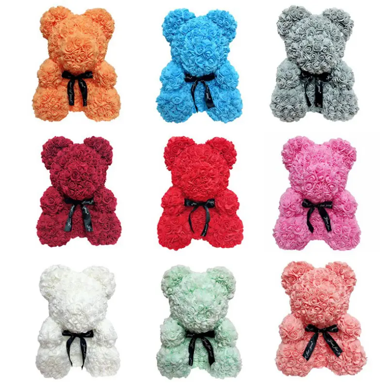 Artificial Flowers Teddy Rose Bear 25センチメートルDecorative Flower ValentineのDay Gifts Wedding Decoration