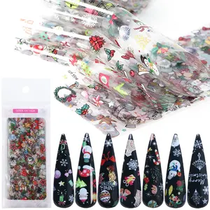 Misscheering Christmas Halloween Nail Foil Transfer Paper Set Snow Flower Elk Gift Santa Adhesive Paper Nail Art Stickers