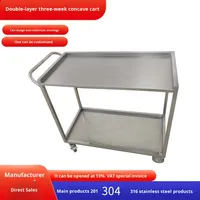 Chariot de cuisine à deux niveaux en acier inoxydable HTS HTS-LJ07, équipement hôtelier de bonne qualité, facile à assembler, 920x460x900mm