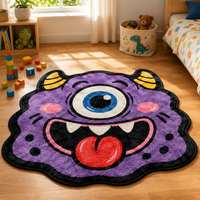 Karpet Custom Bermerek Bentuk Tidak Beraturan Motif Kartun Cetak Desain Y2k Karpet Area Lembut Penyerap Air Alas Dekorasi