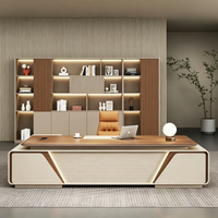 Bureau de direction moderne en forme de L, table de bureau en bois de luxe, mobilier de poste de travail professionnel