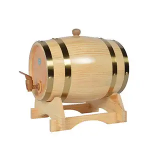 1.5L 3L 5L 10L 15L 20L Custom Wood Whiskey Wine Barrel with Rack Holder Wooden Beer Barrel for Wine, Spirits, Beer, and Liquor