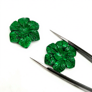 Flor de Malaquita Tallada a Mano, Piedra Preciosa de 23mm, Cristal Verde, Piedra Suelta Tallada para Joyería, Precio al por Mayor, Venta a Granel - Product Image 1