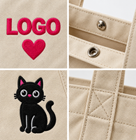 Sac fourre-tout en toile personnalisé avec logo brodé, grande capacité, poche avant, robuste, pour le quotidien et les voyages, prix d'usine