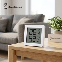 ZenMeasure Thermomètre numérique miniature en ABS blanc de qualité supérieure avec placement flexible et affichage intelligent du niveau de confort visuel