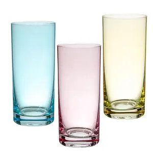 Samyo צבע מותאם אישית צבעוני גבוה דק מים קוקטייל כוסות זכוכית הרמה