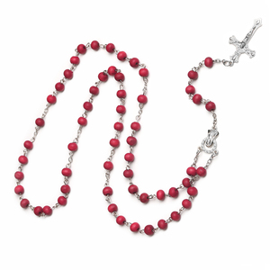 Rosa profumo perlina in <span class=keywords><strong>legno</strong></span> 6mm croce sacra ciondolo rosari collana con croce d'argento Maria centro rosario gioielli religiosi - Product Image 5