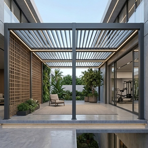 Pérgola de Aluminio Personalizada al por Mayor <span class=keywords><strong>con</strong></span> Lamas Ajustables para Privacidad, Gazebo Bioclimático Motorizado para Terrazas y Hoteles - Product Image 1
