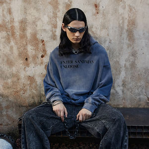 Sweat-shirts pour hommes en coton imprimé à l'écran pré-rétréci personnalisé, streetwear, lourd, délavé à l'acide, style pull à capuche, hiver, XL - Product Image 3