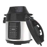 Friteuse à air électrique multifonction 2-en-1 et autocuiseur 6L 1500W avec grille de rôtissage, panier de friture, contrôle numérique et revêtement antiadhésif pour la maison