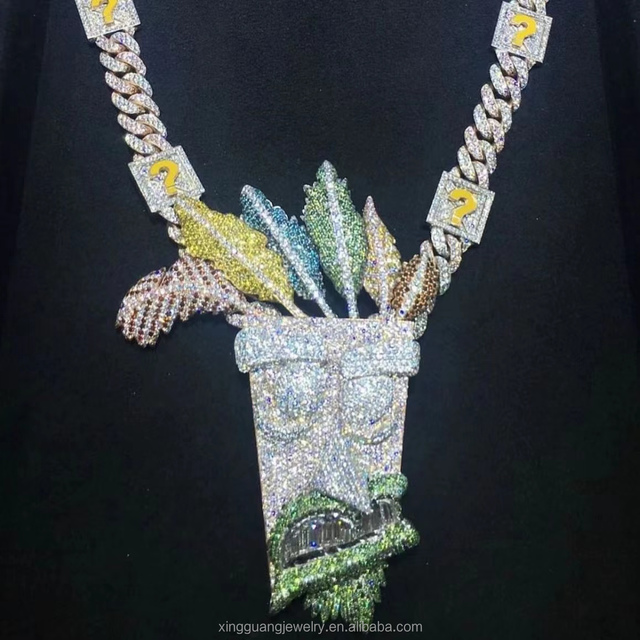 Iced Out Custom Pendant VVS Moissanite Pendant Diamond  Cuban Link Chain 925 Silver Hip Hop Fine Jewelry Pendant